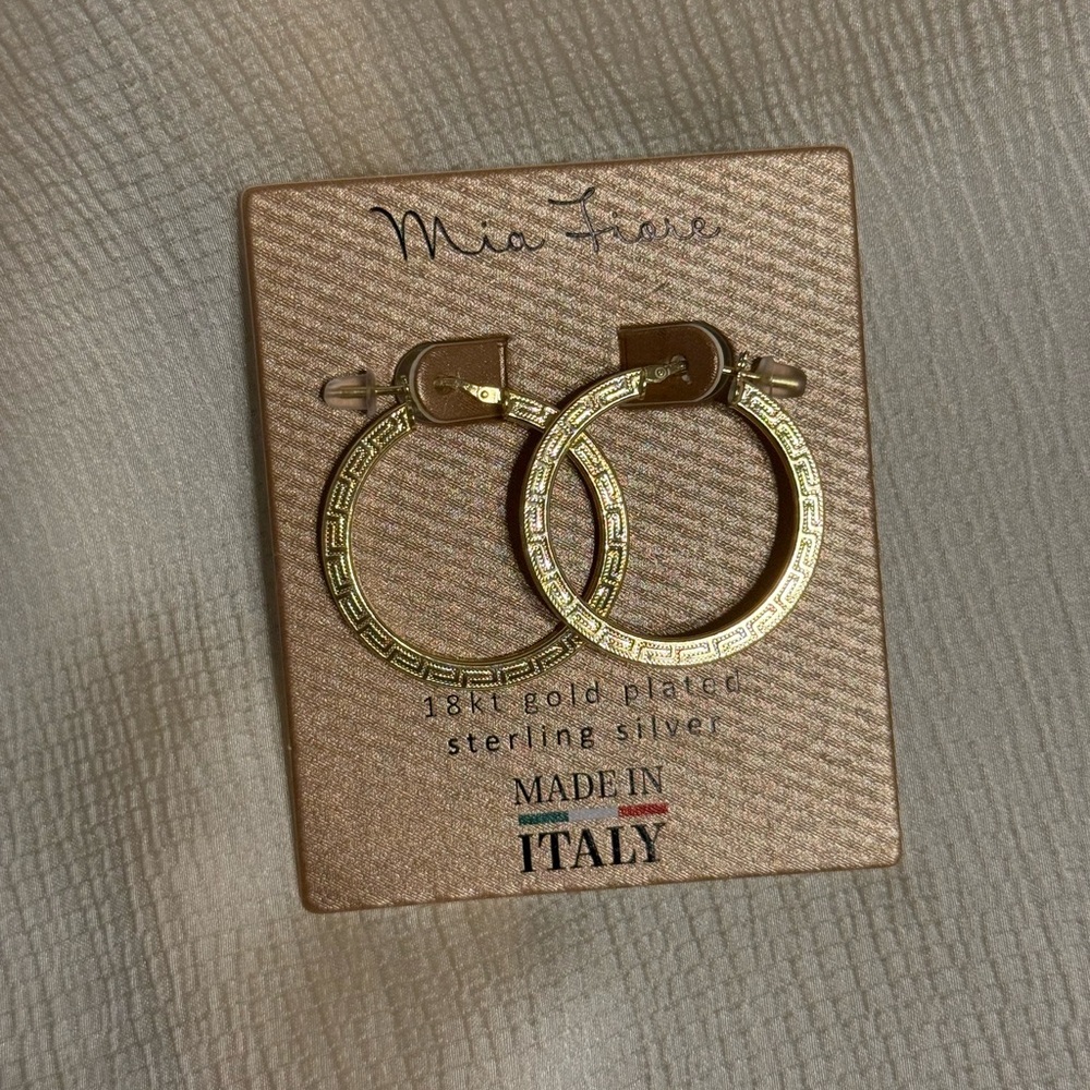 ⭐💛 18KT Gold Plated Sterling Silver Hoop Earrings - Made in Italy 🇮🇹💛⭐